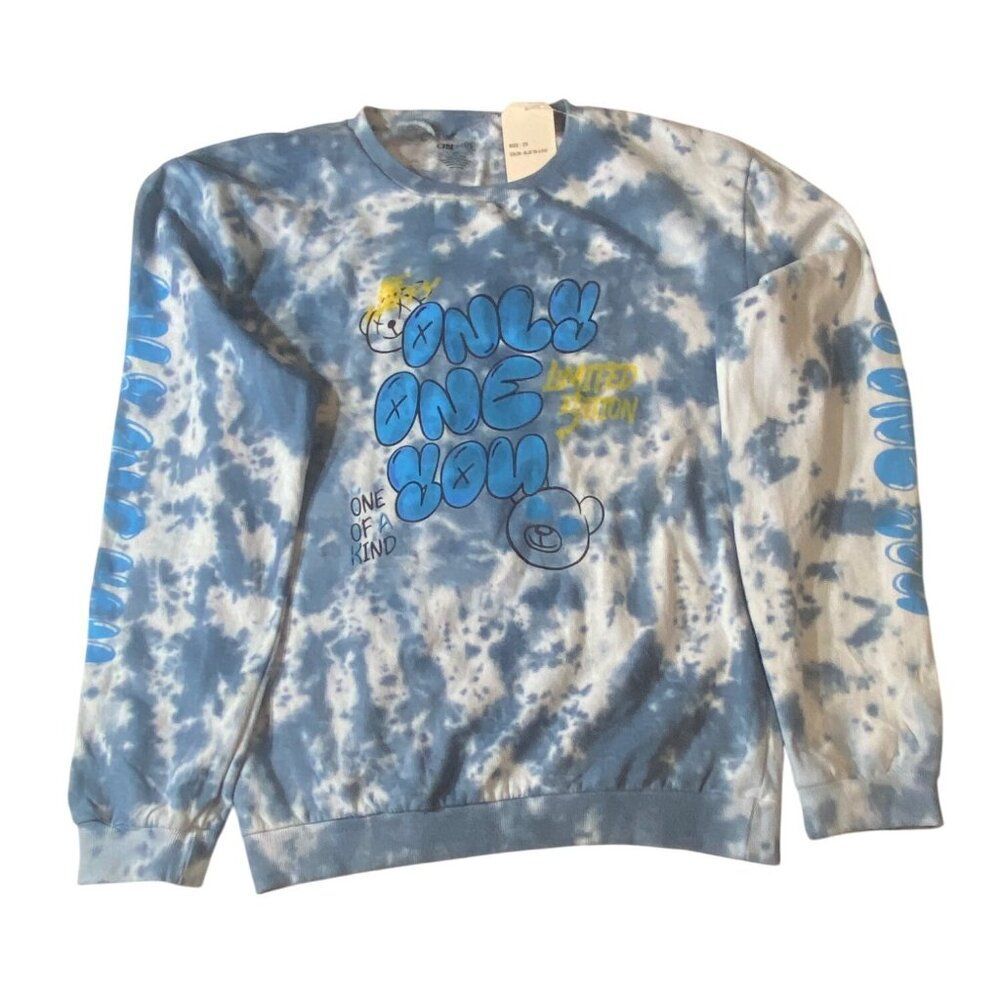 Tie-Dye "Only One You" Limited Edition Sweatshirt 2X On Fire 100% Cotton Blue &